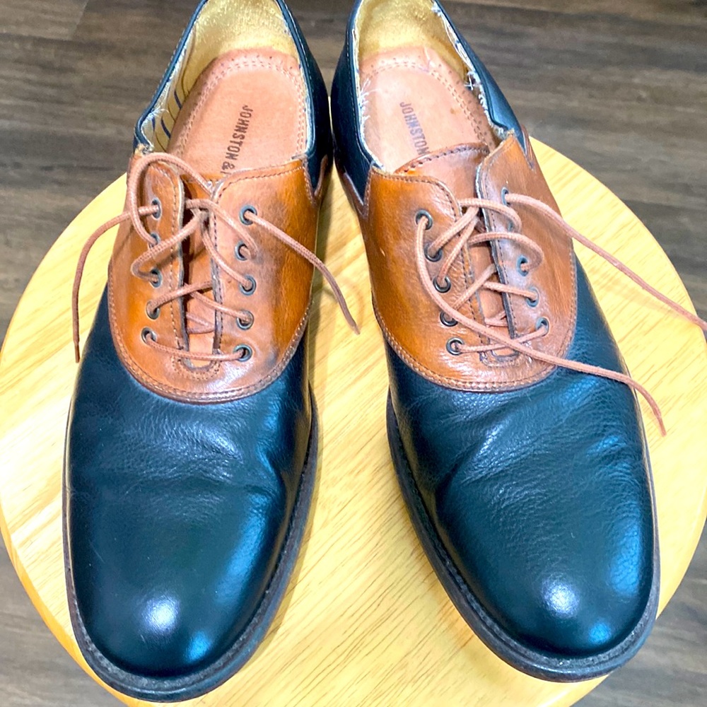 Men, nine wing tip, oxford shoes, Johnson and Murphy two-tone, black and brown